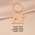 Portachiavi a forma di casa in acciaio inox oro rosa, misura 65mm x 40mm - Oro rosa