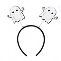 Detail of Halloween headband with white fabric ghosts on flexible metal springs - White Ghost Style (WSJFG-1-7)