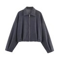 Dunkelgraues Set aus weicher Twill-Jacke und Hose mit Reißverschluss auf weißem Grund - S / Outerwear