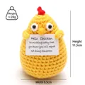 Handmade yellow crochet chick doll holding a motivational card for positive energy - Yellow Chicken Large 10cm