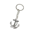 Detail of a silver nautical anchor keychain featuring intricate chain wrap and a polished finish - Anchor Style