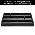 12-grid black brushed PU leather jewelry tray for rings and necklaces, 35x24x3cm - Black 12-Compartment Tray