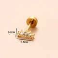 Pendiente de cartílago dorado con hilera curva de circonitas blancas, 0,8 cm - Dorado 6#