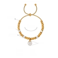 18K gold plated geometric beaded bracelet with crystal charms and pave zircon sphere - Pavé Crystal Ball / Gold