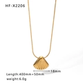 Collar de cadena de serpiente de acero inoxidable dorado con colgante de concha - Colgante de Concha (HF-X2206) / Oro de 18K / Dorado