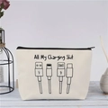 Detailansicht der Canvas-Techniktasche mit lustigem Ladekabel-Aufdruck und Reißverschluss - All My Charging Text (jiayingljb12)