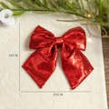 30cm red sequined Christmas bow decoration with pearl and pine needle accents - Red 25x30CM