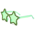 Detail of green star-shaped sunglasses with sparkling rhinestones for party wear - C16-Green