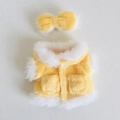 Set vestiti per bambole di peluche gialli con cappotto e fiocco per capelli - Adatto per bambola da 17cm / Vestito Cappotto in Peluche + Fiocco / Giallo