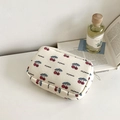 Grote crèmekleurige cosmetische tas met kersenprint en stevige ritssluiting - Make-uptas