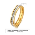 Schmaler goldener Edelstahlring mit 4mm Breite und funkelnden bunten Zirkonia-Steinen - US Größe 6 / Gold 4mm Ewigkeit Stil (R-050)