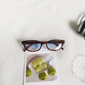 Tortoiseshell square sunglasses with light blue gradient lenses and durable resin frame - Leopard Frame Blue Lens