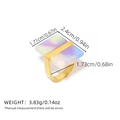 Anillo en U de acero inoxidable oro 18k con piedra rectangular de colores y medidas - Base Dorada / Degradado Irisado