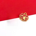 Golden Ruyi Lock Charms with colorful enamel and Chinese calligraphy for DIY jewelry - 1pc Double-Sided Golden Lock Smooth Sailing Charm-13x14mm