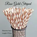 Detail of rose gold striped paper straws measuring 6mm diameter and 197mm length - Rose Gold Stripes