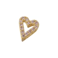 Detailed close-up of a golden heart charm with micro-set pink cubic zirconia gemstones - Gold Pink Zirconia Heart