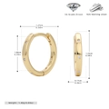 Detailed view of 925 sterling silver gold hoop earrings with 5A zircon and size specs - 925 Silver Yellow Gold Plated / 925 Silver
