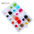 Magnetic fluffy nail art pom poms in various colors with storage box model MQTZ-05 - Colorful Pom Pom and Heart Accessories Set (MQTZ-05)
