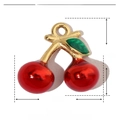 Detailed parameter diagram of red enamel cherry pendant with 12mm x 11mm dimensions - Double Red Cherry