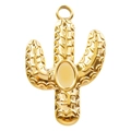 Goldener Kaktus-Anhänger aus 304 Edelstahl mit 18k Vergoldung für DIY Halsketten - Gold
