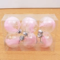 Set de 6 bolas de Navidad transparentes de 8cm con plumas rosas en caja clara - 8cm / Pluma Rosa