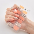 Laser gold nail stickers featuring coral pink and white glitter flake designs - Coral Pink Gold White Sequin Style (DQ3-006)