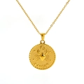 Collana con moneta zodiacale Cancro in oro vintage con ciondolo a rilievo su catena - Cancro