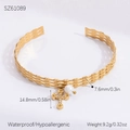 Golden stainless steel cross bracelet with white pearl and sparkling zircon details - Cross Pearl Bracelet (SZ61089)