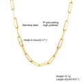 Gouden roestvrijstalen paperclip ketting met IP gouden plating en hoogglans afwerking - 4,3 mm breedte / Lengte 42cm