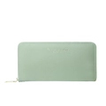 Elegant light green long wallet with textured finish and gold zipper closure - Green