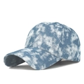 Blue and white tie-dye denim baseball cap with a vintage distressed washed texture - Light Blue Clouds