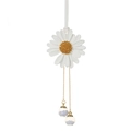 Daisy car hanging ornament with gold chains and crystal filled glass balls decor - White