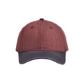 Detail of vintage washed baseball cap showing burgundy crown and grey brim seams - 56-60cm / Red Grey
