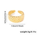 Minimalist 18k gold plated stainless steel open ring with quilted geometric pattern - Adjustable Open / Quilted Texture Style (TYGR0064-2)