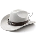 Detail of western cowboy hat band featuring eagle metal buckle and rivet embellishments - M (56-58cm) / Light Gray