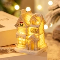 LED Christmas ice cream shop resin miniature house with warm light and snow accents - Style I