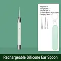 Rechargeable LED ear wax removal kit with silicone tips and a magnifying glass - Rechargeable Silicone LED Ear Pick