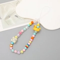Cinturino corto per telefono in perline colorate con ciondolo papera gialla - K2410 Duck & Block Yellow Phone Charm