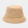 Chapeau bob en velours côtelé kaki pour femme avec motif matelassé en forme de cœur - Kaki