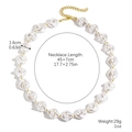 Baroque pearl necklace with gold beads and measurements 45+7cm 29g 1.6cm size - Baroque Rhombus Pearl Beaded Necklace (N2312-8)