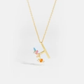 Detail of S925 silver gold necklace with letter H pendant and colorful zircon stones - 925 Silver / Letter H