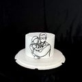 Minimalist black wire father and baby figure for baby shower cake topper decoration - Father Holding Daughter / Black