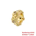 Golden flower wheel bead with cubic zirconia inlays, dimensions 4mm by 9mm size - Gold VZ383 4*9mm