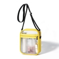 Clear PVC crossbody bag with yellow trim and adjustable black nylon shoulder strap - Yellow