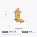 Golden stainless steel cowboy boot pendant with heart scrollwork, 19mm x 25mm size - Gold Boot Charm Pendant