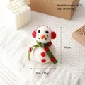Handmade Christmas wool felt snowman figurine with red earmuffs and polka dot scarf - No. 11 (Small Snowman with Scarf)