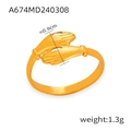 Minimalist hugging hands ring in 18k gold plated stainless steel with open adjustable design - Size 7 (Adjustable) / Y126-Gold Hugging Hands
