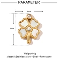 Golden clover pendant in stainless steel with shell and rhinestone, 9mm size specs - VG851-Gold Clover White Shell (Pack of 3)