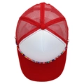 Classic red and white trucker hat featuring a colorful bead chain and mesh back design - M (56-58cm) / Red+White