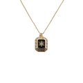 Collar de luna chapado en oro con colgante rectangular de estrella en fondo blanco - Hexagrama B (Estrella Negra)
